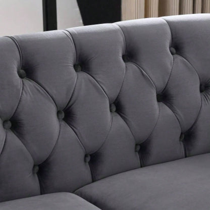 58.8 Chesterfield Sofa Velvet Living Room, 2 Seater Sofa Tufted Couch with Rolled Arms and Nailhead Living Room, Bedroom, Office, Apartment, two pillowsW834S00069