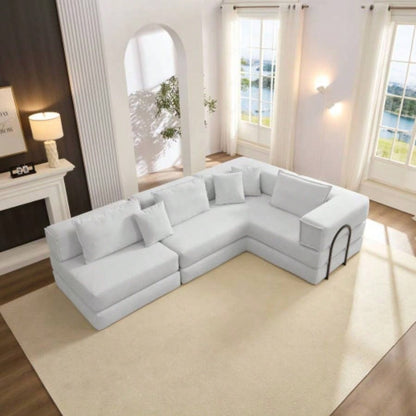 Oversized Upholstered Sectional Sofa Couch Set, Modular 118.2 L Shaped Floor Living Room Sofa Set With 6 Pillows, Combination Sofa Couch living rooms, apartments, bedrooms, Black
