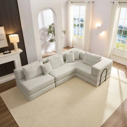 Oversized Upholstered Sectional Sofa Couch Set, Modular 118.2 L Shaped Floor Living Room Sofa Set With 6 Pillows, Combination Sofa Couch living rooms, apartments, bedrooms, Black