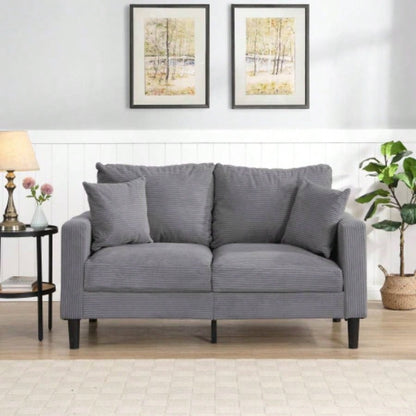 57 High Resilience Loveseat Sofa, Wooden Frame 2 Sofa, Comfy, Small Space Saving Modern Upholstered Sofa, Living Room Bedroom Apartment Small Space, Light gray