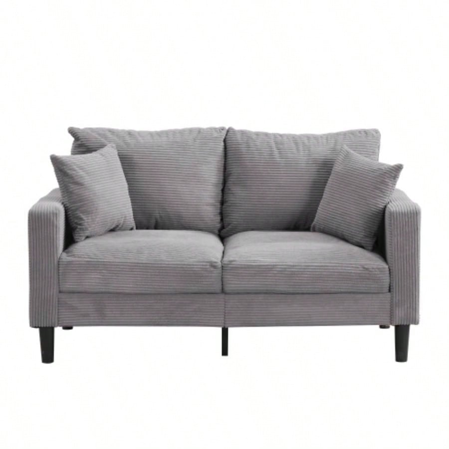 57 High Resilience Loveseat Sofa, Wooden Frame 2 Sofa, Comfy, Small Space Saving Modern Upholstered Sofa, Living Room Bedroom Apartment Small Space, Light gray