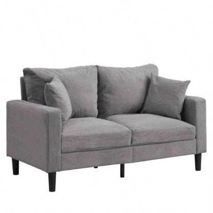 57 High Resilience Loveseat Sofa, Wooden Frame 2 Sofa, Comfy, Small Space Saving Modern Upholstered Sofa, Living Room Bedroom Apartment Small Space, Light gray