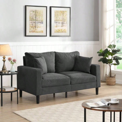 57 High Resilience Loveseat Sofa, Wooden Frame 2 Sofa, Comfy, Small Space Saving Modern Upholstered Sofa, Living Room Bedroom Apartment Small Space, Light gray