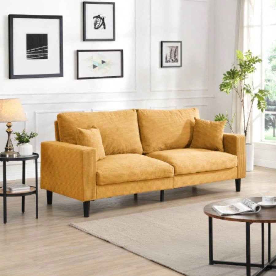 57 High Resilience Loveseat Sofa, Wooden Frame 2 Sofa, Comfy, Small Space Saving Modern Upholstered Sofa, Living Room Bedroom Apartment Small Space, Light gray
