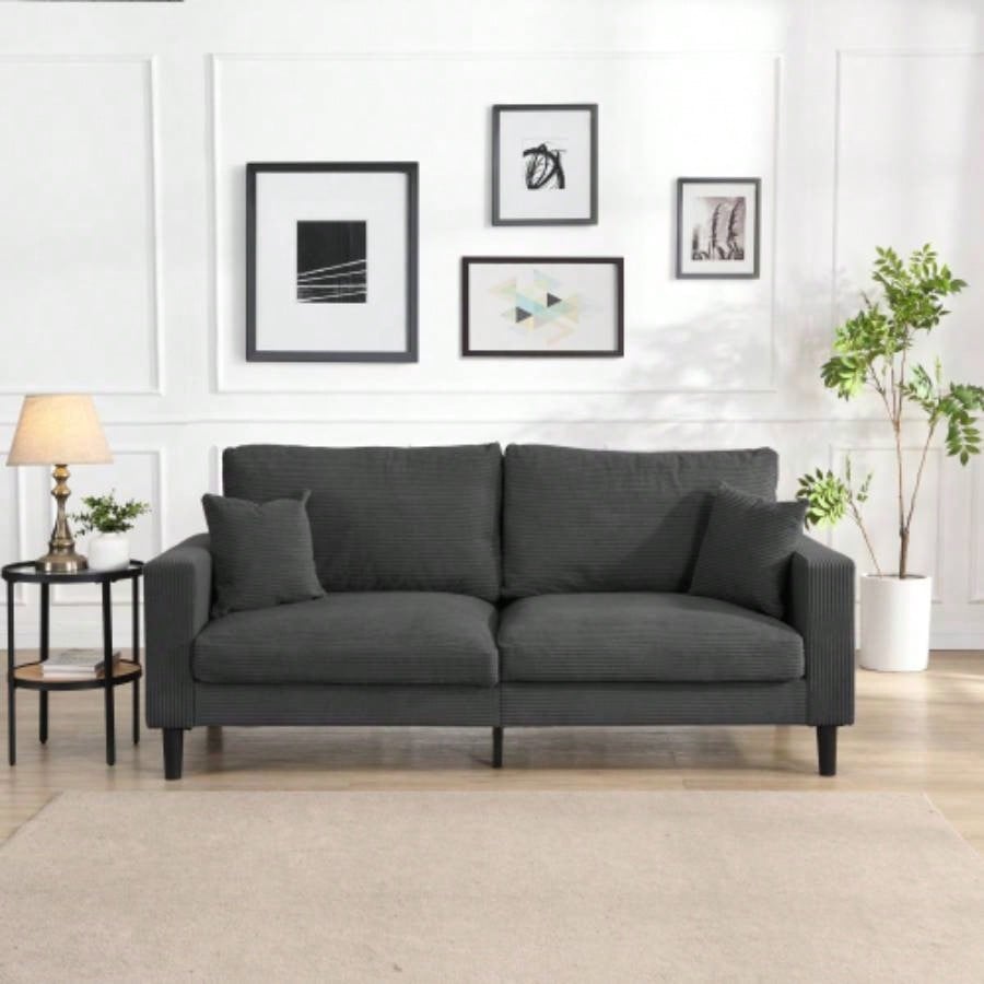 57 High Resilience Loveseat Sofa, Wooden Frame 2 Sofa, Comfy, Small Space Saving Modern Upholstered Sofa, Living Room Bedroom Apartment Small Space, Light gray