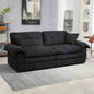 84 Chenille Sofa Small Sofa Loveseat Deep Sofa Couch with 2 Throw Pillows Foam Living Room Apartment Office Lounge - Black