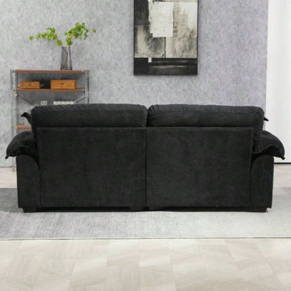 84 Chenille Sofa Small Sofa Loveseat Deep Sofa Couch with 2 Throw Pillows Foam Living Room Apartment Office Lounge - Black