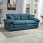 84 Chenille Sofa Small Sofa Loveseat Deep Sofa Couch with 2 Throw Pillows Foam Living Room Apartment Office Lounge - Black