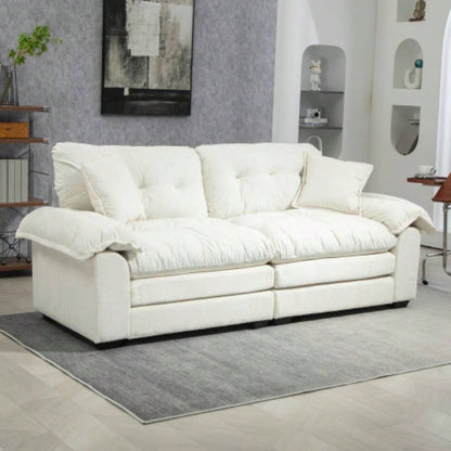 84 Chenille Sofa Small Sofa Loveseat Deep Sofa Couch with 2 Throw Pillows Foam Living Room Apartment Office Lounge - Black