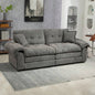 84 Chenille Sofa Small Sofa Loveseat Deep Sofa Couch with 2 Throw Pillows Foam Living Room Apartment Office Lounge - Black