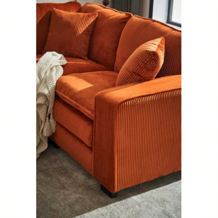 Modern U Shaped 6 - Sectional Sofa Couch with one Ottoman and three toss pillows, Modular Sofa Living Room, Corduroy sofa