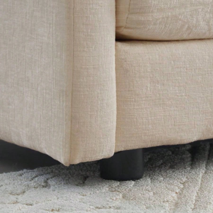 Comfy Deep Single Sofa Upholstered Reading Armchair Living Room Chair Beige Chenille Fabric, 1 Toss Pillow