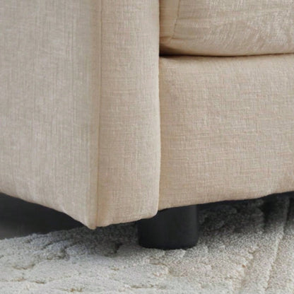 Comfy Deep Single Sofa Upholstered Reading Armchair Living Room Chair Beige Chenille Fabric, 1 Toss Pillow