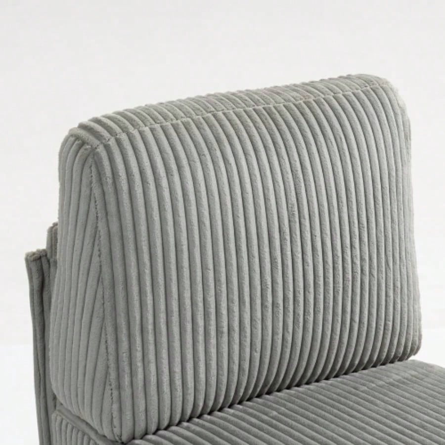 Modular Sectional Sofa Armless Module, Corduroy Sectional Couch, Single Couch Modular Armless Accent Chair with Back Cushion, Gray