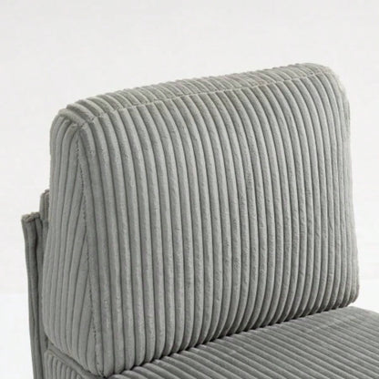 Modular Sectional Sofa Armless Module, Corduroy Sectional Couch, Single Couch Modular Armless Accent Chair with Back Cushion, Gray