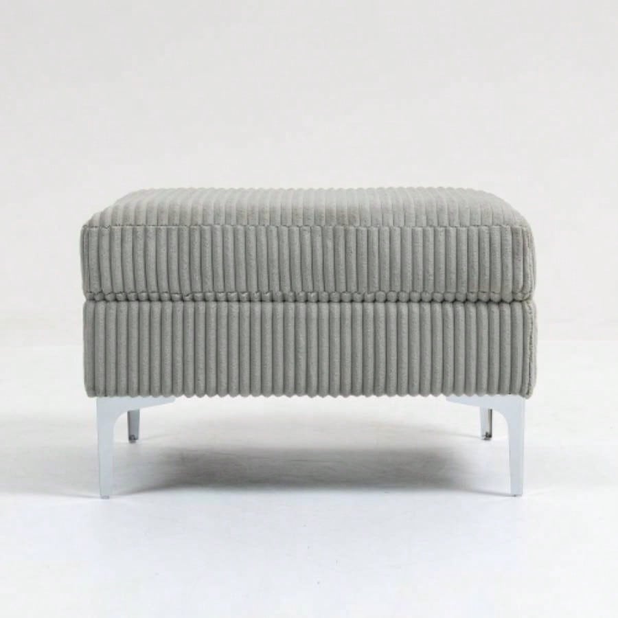 Modular Sectional Sofa Armless Module, Corduroy Sectional Couch, Single Couch Modular Armless Accent Chair with Back Cushion, Gray