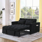 Sleeper Sofa, Convertible Sofa, Recliner, Bed, 3 - in - 1, 3 - Position Adjustable Backrest, 2 - Seater Sectional, Two Side Pockets, 2 Pillows Living Room, Apartment, etc. Velvet Black 54 Wide.