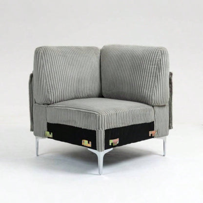 Modular Sectional Sofa Armless Module, Corduroy Sectional Couch, Single Couch Modular Armless Accent Chair with Back Cushion, Gray
