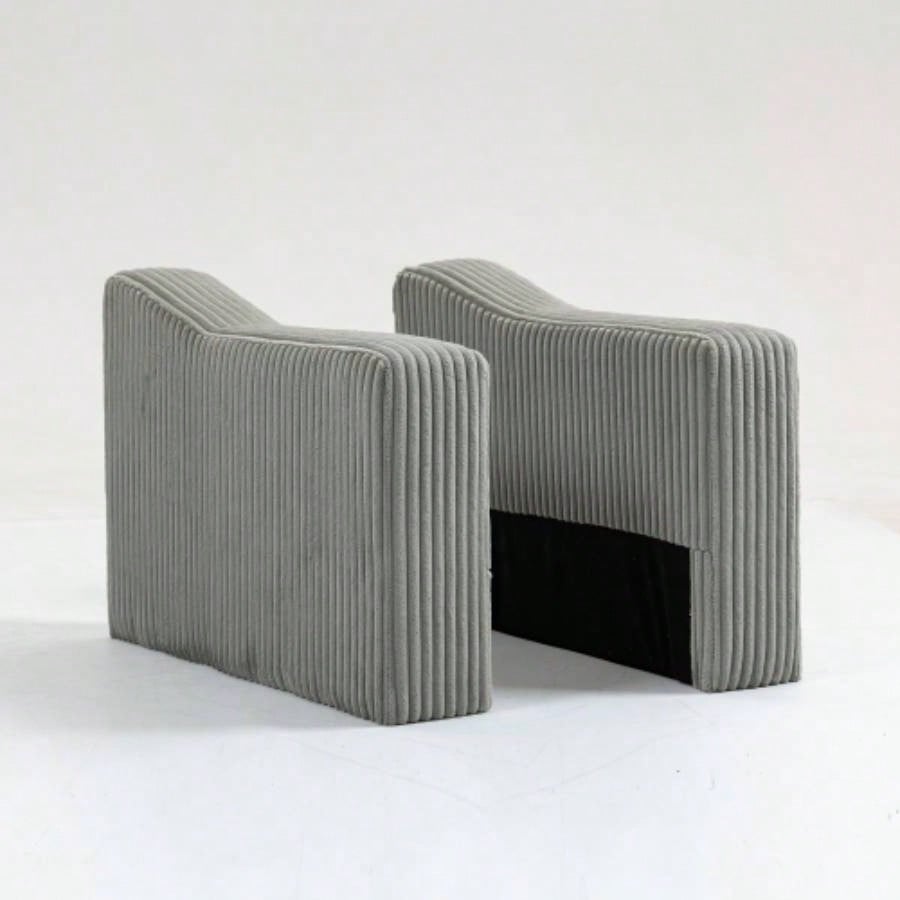 Modular Sectional Sofa Armless Module, Corduroy Sectional Couch, Single Couch Modular Armless Accent Chair with Back Cushion, Gray