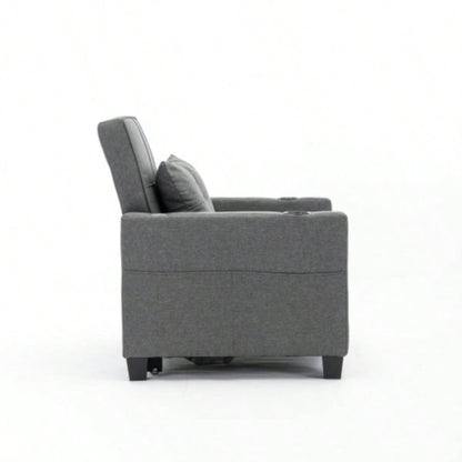 Futon Chair Bed Convertible Chair 3 - in - 1 Pull Out Sleeper Chair Beds with USB Ports, Wear - resistant and Anti - scratch, Armchair Bed Sleeper Living Room Dark Linen