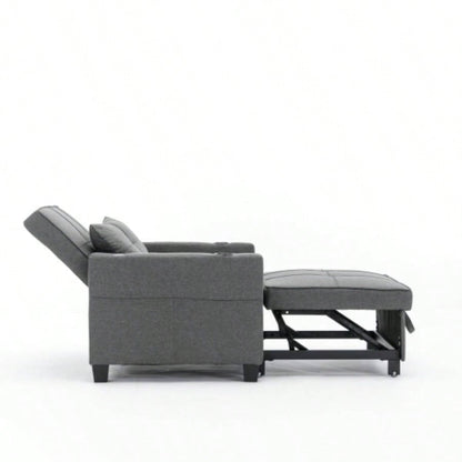 Futon Chair Bed Convertible Chair 3 - in - 1 Pull Out Sleeper Chair Beds with USB Ports, Wear - resistant and Anti - scratch, Armchair Bed Sleeper Living Room Dark Linen