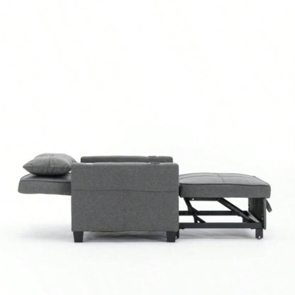 Futon Chair Bed Convertible Chair 3 - in - 1 Pull Out Sleeper Chair Beds with USB Ports, Wear - resistant and Anti - scratch, Armchair Bed Sleeper Living Room Dark Linen