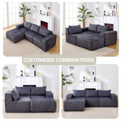 Modern Minimalist Modular Sectional Sofa, L - Shape Upholstered Cloud Couch with Deep Seats, Right Facing Chaise Living Room - Dark Gray