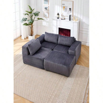 Modern Minimalist Modular Sectional Sofa, L - Shape Upholstered Cloud Couch with Deep Seats, Right Facing Chaise Living Room - Dark Gray