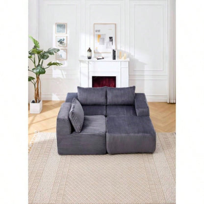 Modern Minimalist Modular Sectional Sofa, L - Shape Upholstered Cloud Couch with Deep Seats, Right Facing Chaise Living Room - Dark Gray