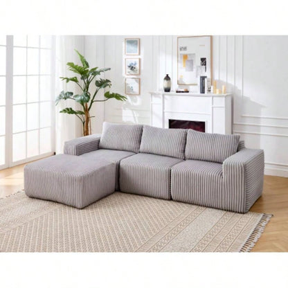 Modern Minimalist Modular Sectional Sofa, L - Shape Upholstered Cloud Couch with Deep Seats, Right Facing Chaise Living Room - Dark Gray