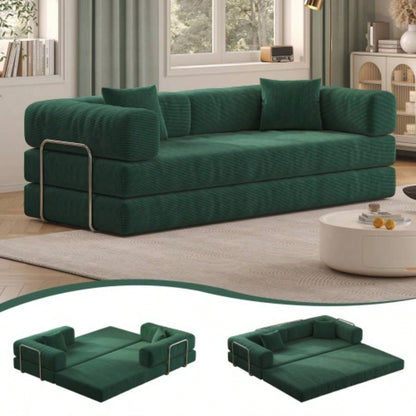 78.8inch Modular Sectional Sofa, Convertible Pudding Block Sofa, Floor Standing Sofa Bed Arm Comfort Sofa Bed, Compression Sofa Living Room and Bedroom - Green