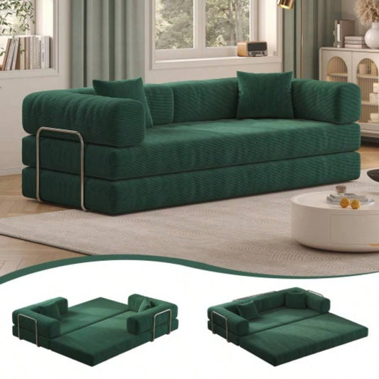 78.8inch Modular Sectional Sofa, Convertible Pudding Block Sofa, Floor Standing Sofa Bed Arm Comfort Sofa Bed, Compression Sofa Living Room and Bedroom - Green
