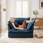 Slip - covered Armchair with 1 Big Back Cushion and 2 Big Toss Pillows, Single Deep Comfy Single Couch Sofa Multiple Large Soft Pillows, Chenille Fabric, Green
