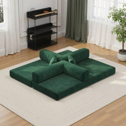 78.8inch Modular Sectional Sofa, Convertible Pudding Block Sofa, Floor Standing Sofa Bed Arm Comfort Sofa Bed, Compression Sofa Living Room and Bedroom - Green