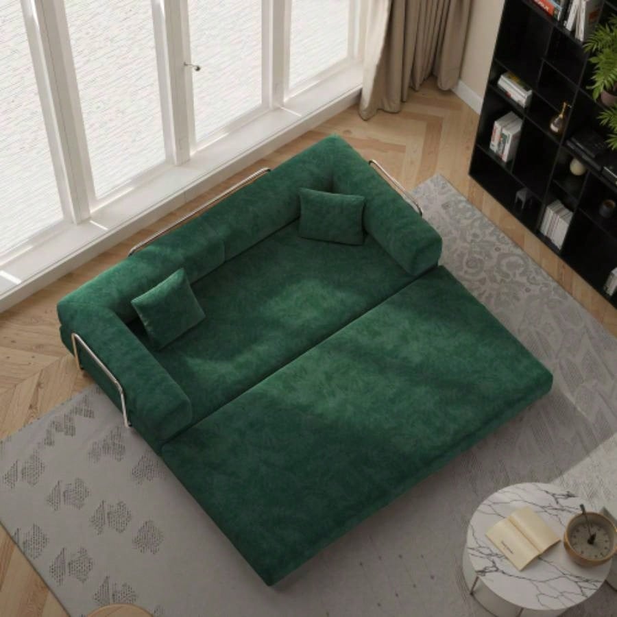 78.8inch Modular Sectional Sofa, Convertible Pudding Block Sofa, Floor Standing Sofa Bed Arm Comfort Sofa Bed, Compression Sofa Living Room and Bedroom - Green