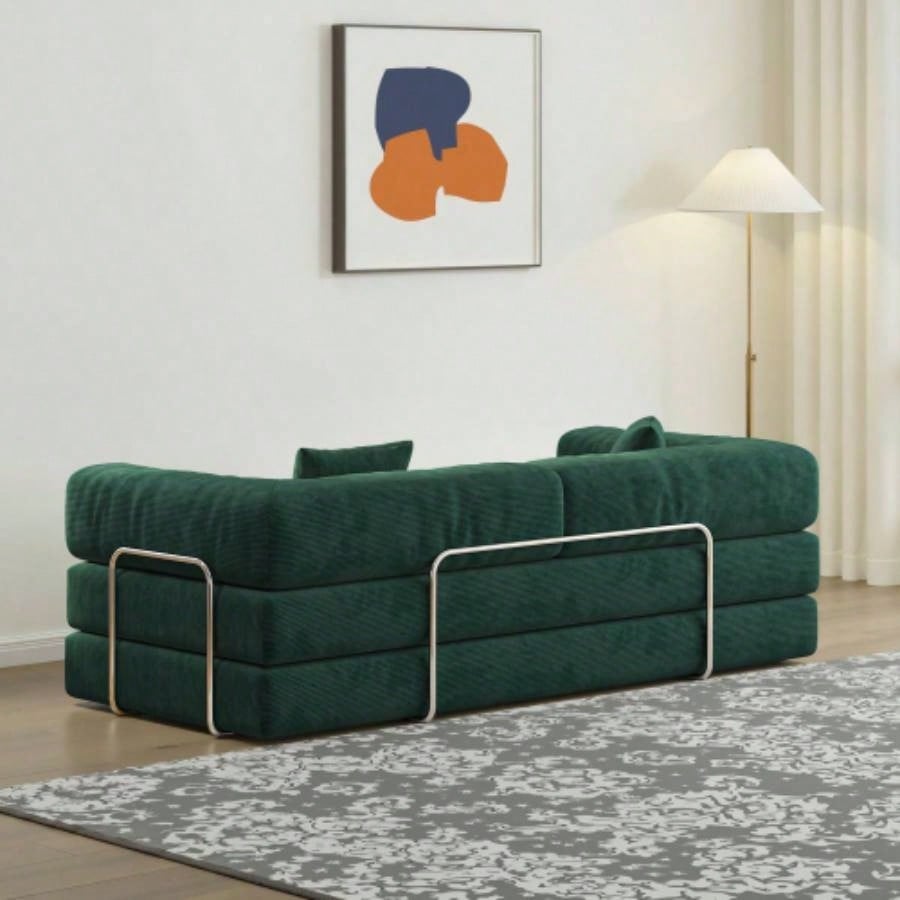 78.8inch Modular Sectional Sofa, Convertible Pudding Block Sofa, Floor Standing Sofa Bed Arm Comfort Sofa Bed, Compression Sofa Living Room and Bedroom - Green