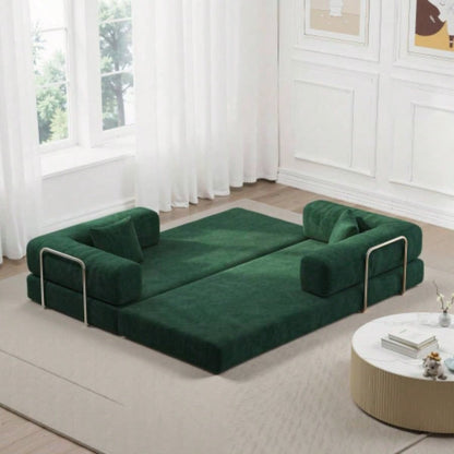 78.8inch Modular Sectional Sofa, Convertible Pudding Block Sofa, Floor Standing Sofa Bed Arm Comfort Sofa Bed, Compression Sofa Living Room and Bedroom - Green