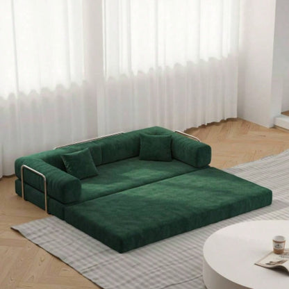 78.8inch Modular Sectional Sofa, Convertible Pudding Block Sofa, Floor Standing Sofa Bed Arm Comfort Sofa Bed, Compression Sofa Living Room and Bedroom - Green