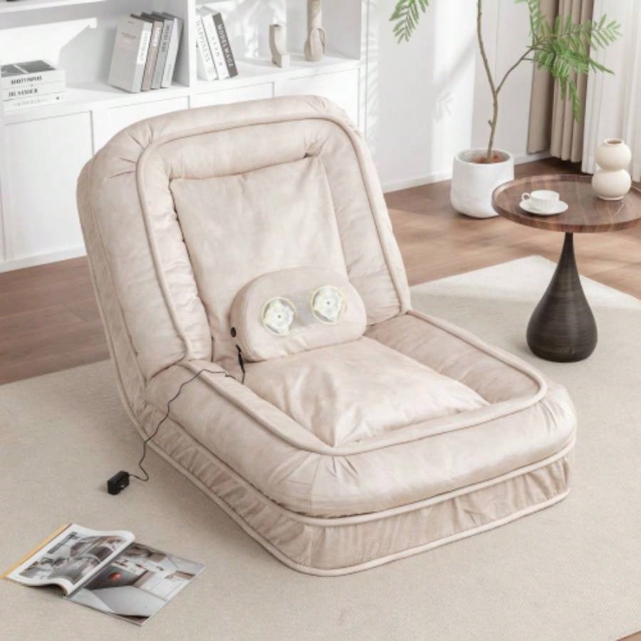Upholstered Human Dog Bed Adult Pets, with 5 Adjustable Position Massage Pillow, Bean Bag floor sofa with 2 Soft Pillows