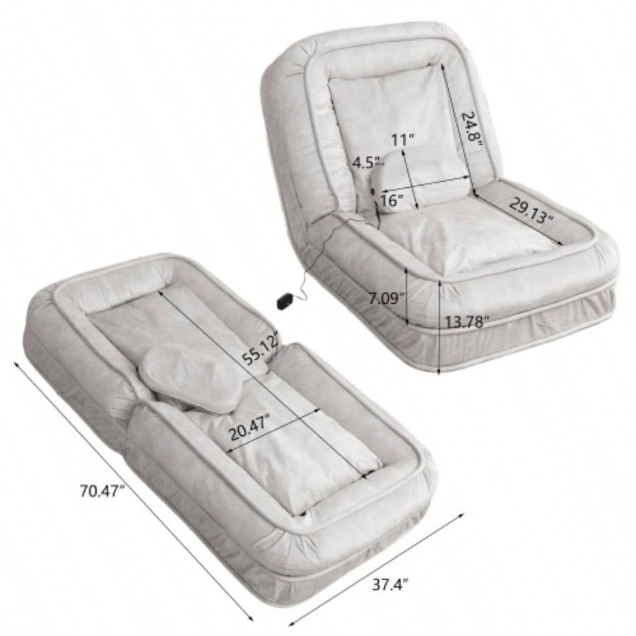 Upholstered Human Dog Bed Adult Pets, with 5 Adjustable Position Massage Pillow, Bean Bag floor sofa with 2 Soft Pillows