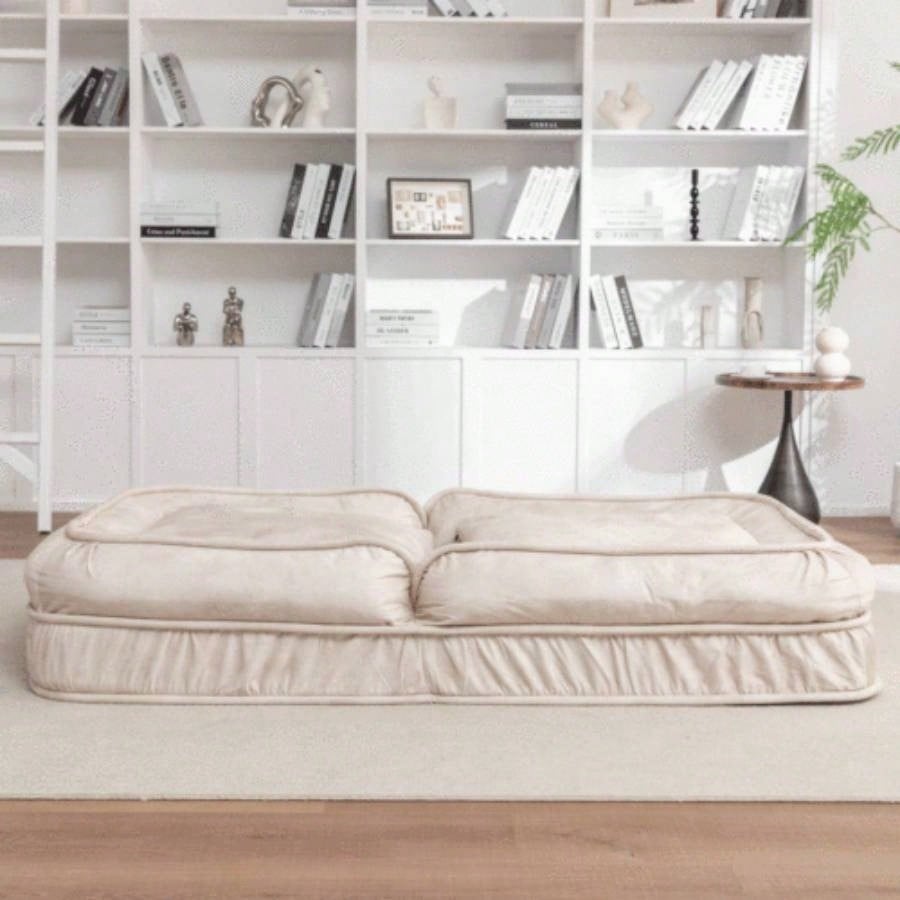 Upholstered Human Dog Bed Adult Pets, with 5 Adjustable Position Massage Pillow, Bean Bag floor sofa with 2 Soft Pillows