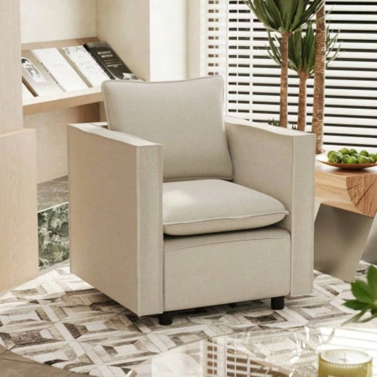 Decorative chairs, comfortable single sofa chairs in beige, soft and breathable cushions, soft cushioned armchairs, modern and comfortable sofa chairs in bedrooms/corners/reading rooms
