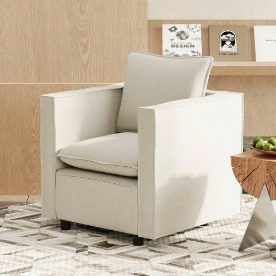 Decorative chairs, comfortable single sofa chairs in beige, soft and breathable cushions, soft cushioned armchairs, modern and comfortable sofa chairs in bedrooms/corners/reading rooms