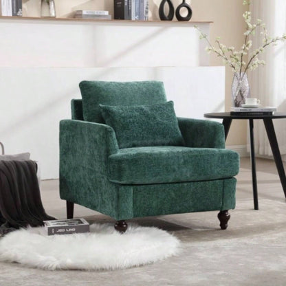 Wood Frame Armchair, Modern Accent Chair Lounge Chair Living Room, Tufted Club Chair, Mid Modern Arm Chairs with Studded, Solid Wood Frame, Bedroom, ReadingBeige Chenille