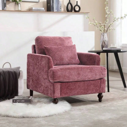 Wood Frame Armchair, Modern Accent Chair Lounge Chair Living Room, Tufted Club Chair, Mid Modern Arm Chairs with Studded, Solid Wood Frame, Bedroom, ReadingBeige Chenille