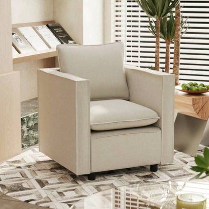 Decorative chairs, comfortable single sofa chairs in beige, soft and breathable cushions, soft cushioned armchairs, modern and comfortable sofa chairs in bedrooms/corners/reading rooms