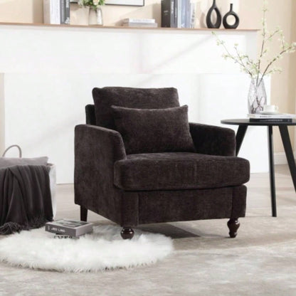 Wood Frame Armchair, Modern Accent Chair Lounge Chair Living Room, Tufted Club Chair, Mid Modern Arm Chairs with Studded, Solid Wood Frame, Bedroom, ReadingBeige Chenille