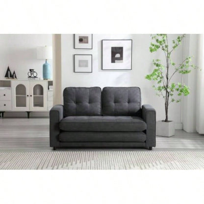 3 Fold Sofa, Convertible Futon Couch sleeper sofabed, Space saving loveseat, Pull Out Couch Bed Living Room, Dark Gray Light Gray Beige, Velvet linen fabric