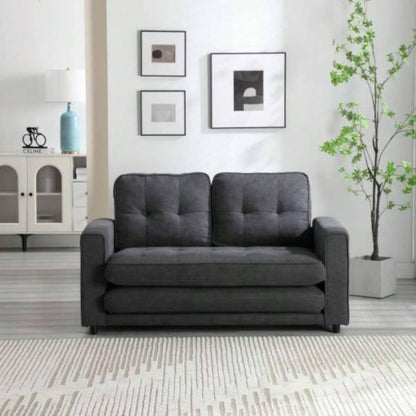 3 Fold Sofa, Convertible Futon Couch sleeper sofabed, Space saving loveseat, Pull Out Couch Bed Living Room, Dark Gray Light Gray Beige, Velvet linen fabric