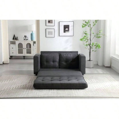 3 Fold Sofa, Convertible Futon Couch sleeper sofabed, Space saving loveseat, Pull Out Couch Bed Living Room, Dark Gray Light Gray Beige, Velvet linen fabric